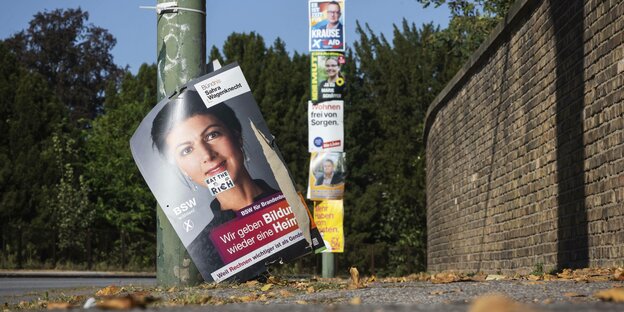 Wahlplakate nach der Landtagswahl in Brandenburg im September 2024 Wahlplakate nach der Landtagswahl in Brandenburg im September 2024