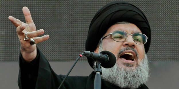 Hisbollah-Führer Hasan Nasrallah während einer Rede Hisbollah-Führer Hasan Nasrallah während einer Rede