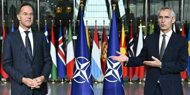 Am 01.10.2024 endet die Amtszeit von Nato-Generalsekretär Stoltenberg (rechts). Sein Nachfolger wird der frühere niederländische Regierungschef Rutte Am 01.10.2024 endet die Amtszeit von Nato-Generalsekretär Stoltenberg (rechts). Sein Nachfolger wird der frühere niederländische Regierungschef Rutte