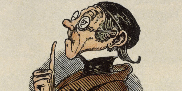 Eine Illustration zeigt den Lehrer Lämpel aus 'Max und Moritz' von Wilhelm Busch Eine Illustration zeigt den Lehrer Lämpel aus 'Max und Moritz' von Wilhelm Busch