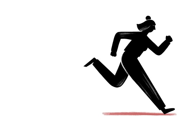 Silhouette einer Frau, die rennt, Illustration