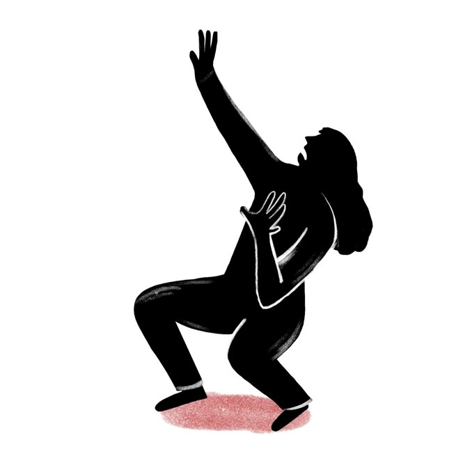 Silhouette einer Frau, die eine abwehrende Geste mit ihren Händen macht, Illustration