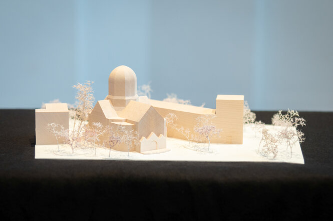 Model eines geplanten Gebäudes.
